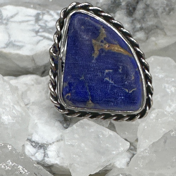Alquimia Jewelry - Sterling silver lapis lazuli Victorian vintage gem ring